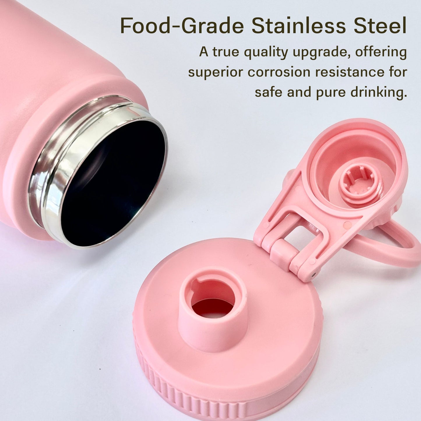 Cuisiland 22oz / 650ml Stainless Steel Insulated Water Bottle with Handle – Vacuum Double Wall Flask, Leakproof Wide Mouth Thermos, Hot & Cold Sports Bottle