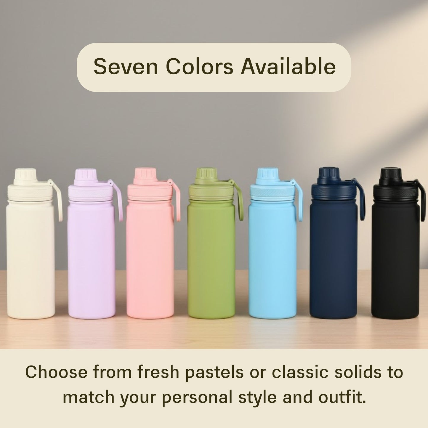Cuisiland 22oz / 650ml Stainless Steel Insulated Water Bottle with Handle – Vacuum Double Wall Flask, Leakproof Wide Mouth Thermos, Hot & Cold Sports Bottle