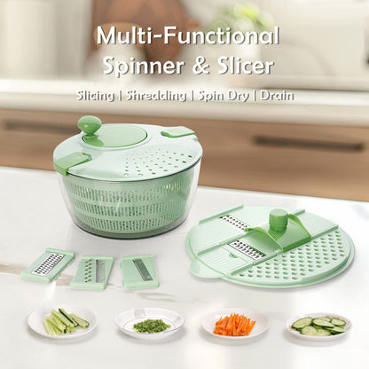 Cuisiland 9.5-inch Multi-Functional Salad Spinner & Vegetable Slicer (White)