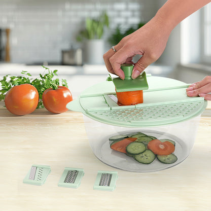 Cuisiland 9.5-inch Multi-Functional Salad Spinner & Vegetable Slicer (White)