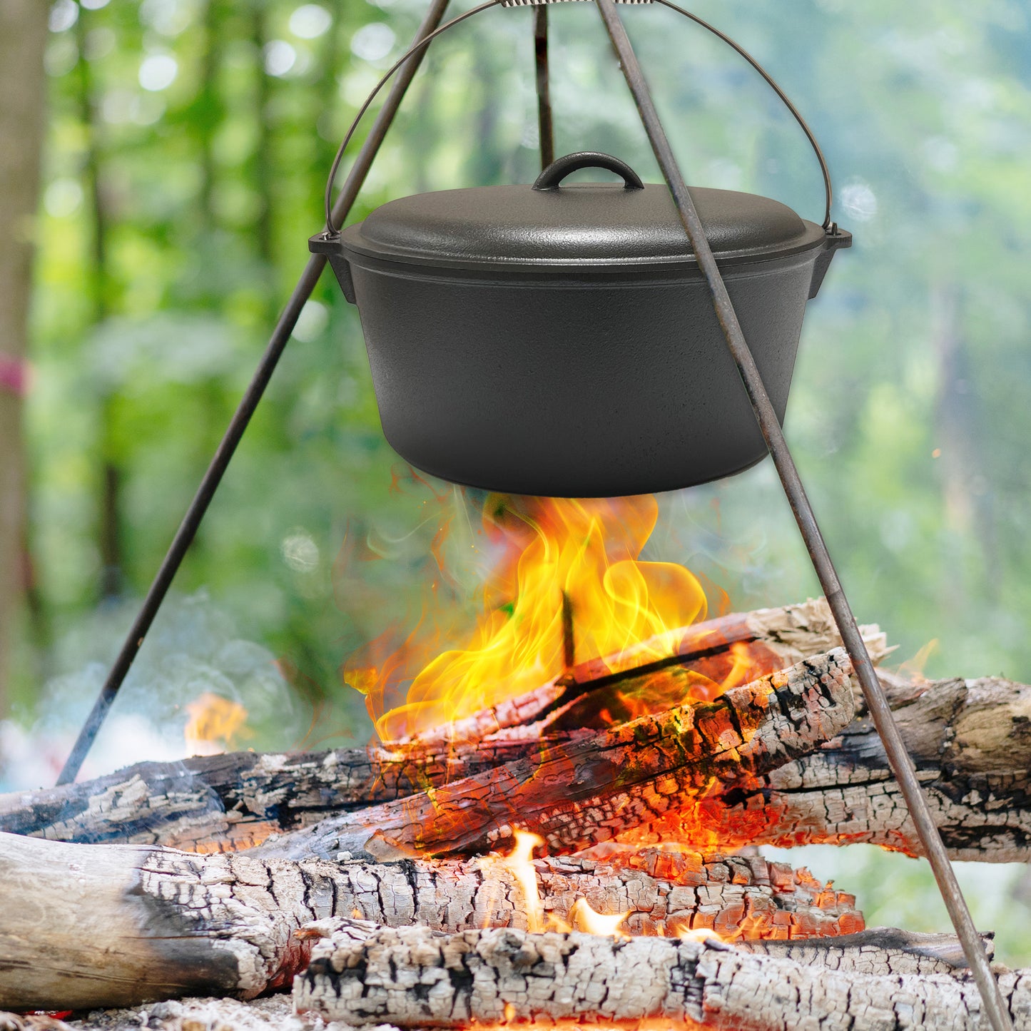 9QT Pre-seasoned Dutch Oven - Dome Lid, Flat Base