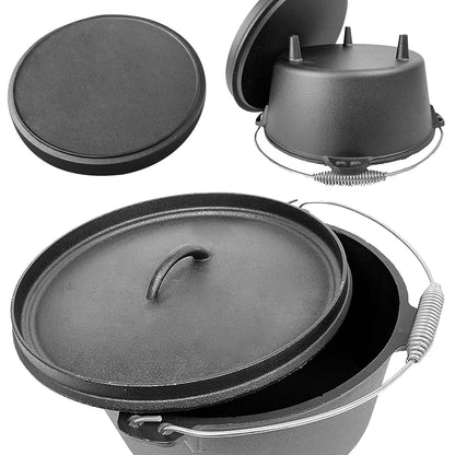 9QT Pre-seasoned Dutch Oven - Lip Lid, Tripod Legs