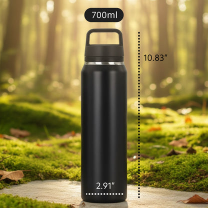 Cuisiland 23oz / 700ml Vacuum Insulated Premium Quality Stainless Steel Tea Bottle – Double Basket with Ultra-Fine Mesh, Double Wall, Leakproof Hot & Cold Drink Bottle with Handle