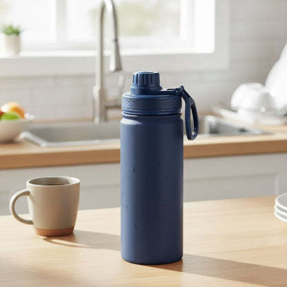 Cuisiland 22oz / 650ml Stainless Steel Insulated Water Bottle with Handle – Vacuum Double Wall Flask, Leakproof Wide Mouth Thermos, Hot & Cold Sports Bottle