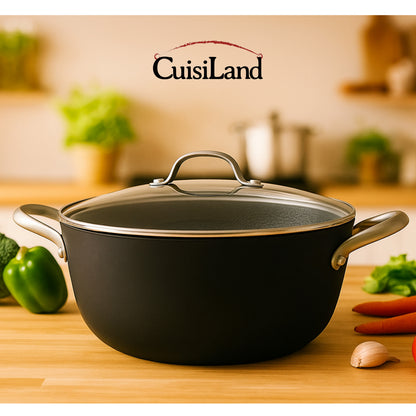 Cuisiland 4QT/10'' Honeycomb Cast Iron Casserole with Lid