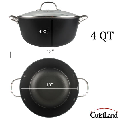 Cuisiland 4QT/10'' Honeycomb Cast Iron Casserole with Lid