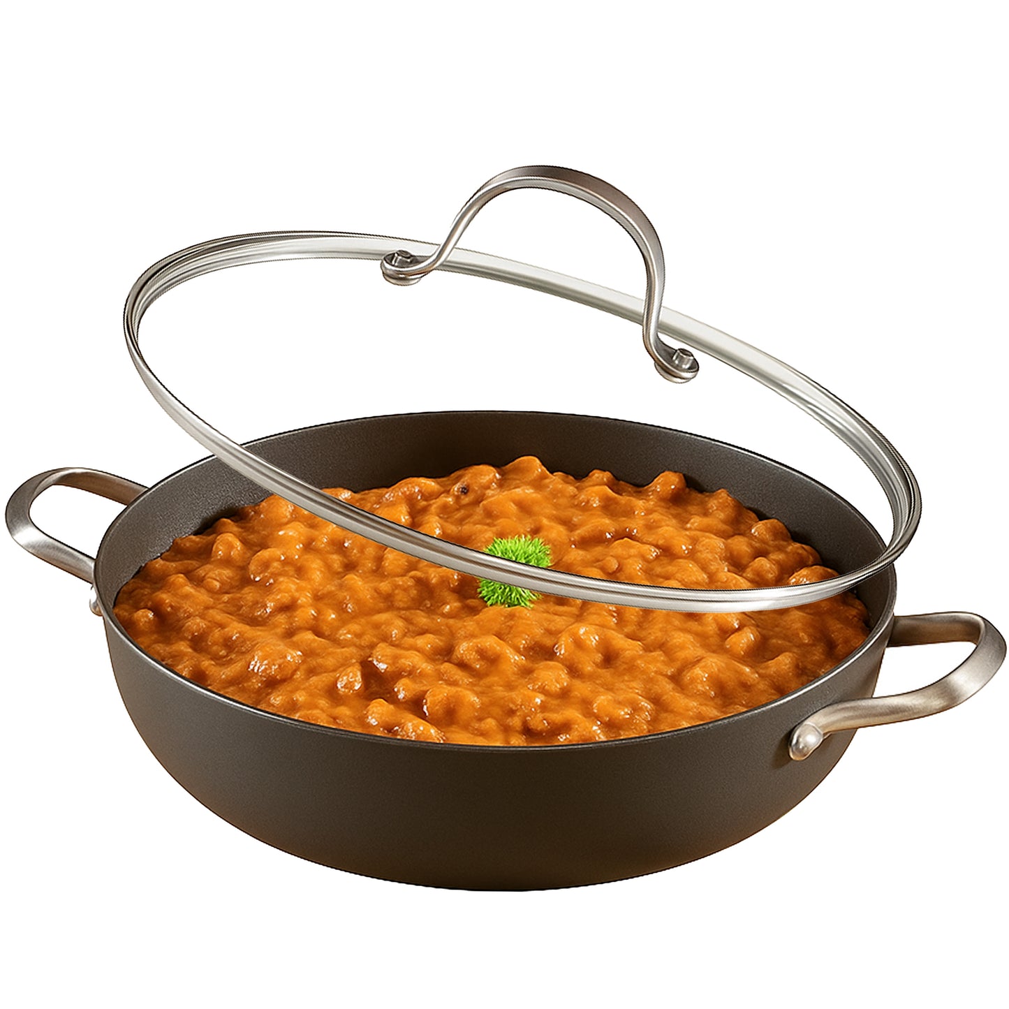 Cuisiland 11" Honeycomb Cast Iron Wok with Lid & Dual Handles