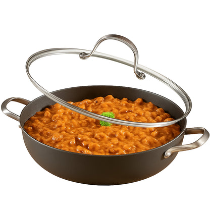 Cuisiland 11" Honeycomb Cast Iron Wok with Lid & Dual Handles