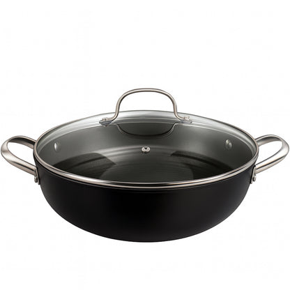 Cuisiland 11" Honeycomb Cast Iron Wok with Lid & Dual Handles