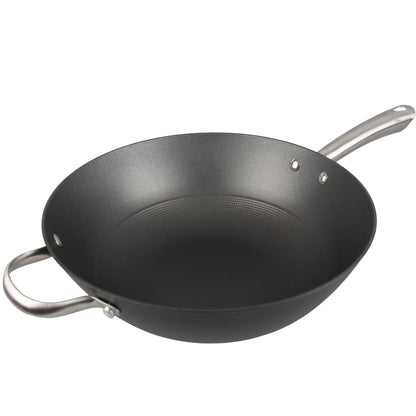 Cuisiland 12.5" Honeycomb Cast Iron Wok with Dual Handles