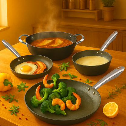 Cuisiland 8", 9.5", 10.25" Honeycomb Cast Iron Frying Pan Set