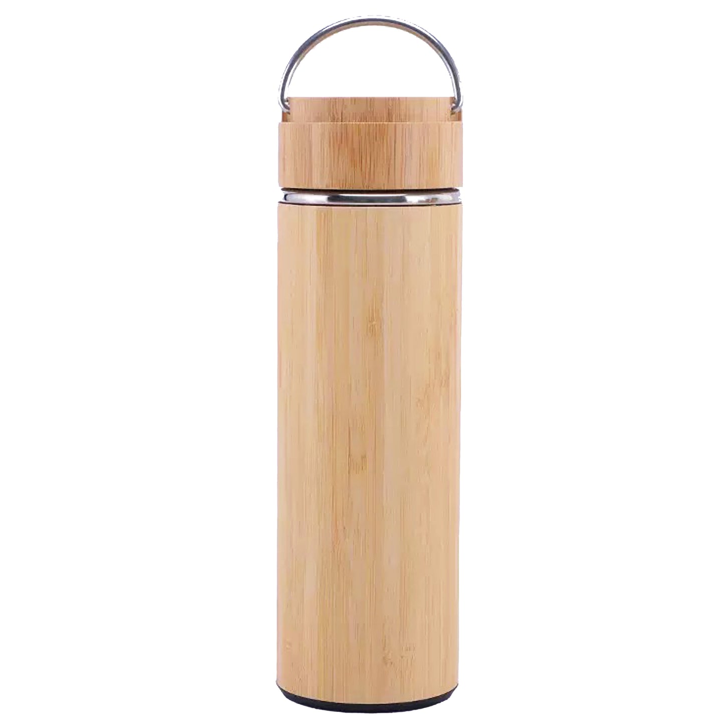 Cuisiland 17oz/500ml Bamboo Vacuum Insulated Tea Bottle with Handle – Premium Quality 304 Stainless Steel, Double Infuser Basket, Ultra-Fine Mesh Filter, Leakproof Hot & Cold Drink Tumbler