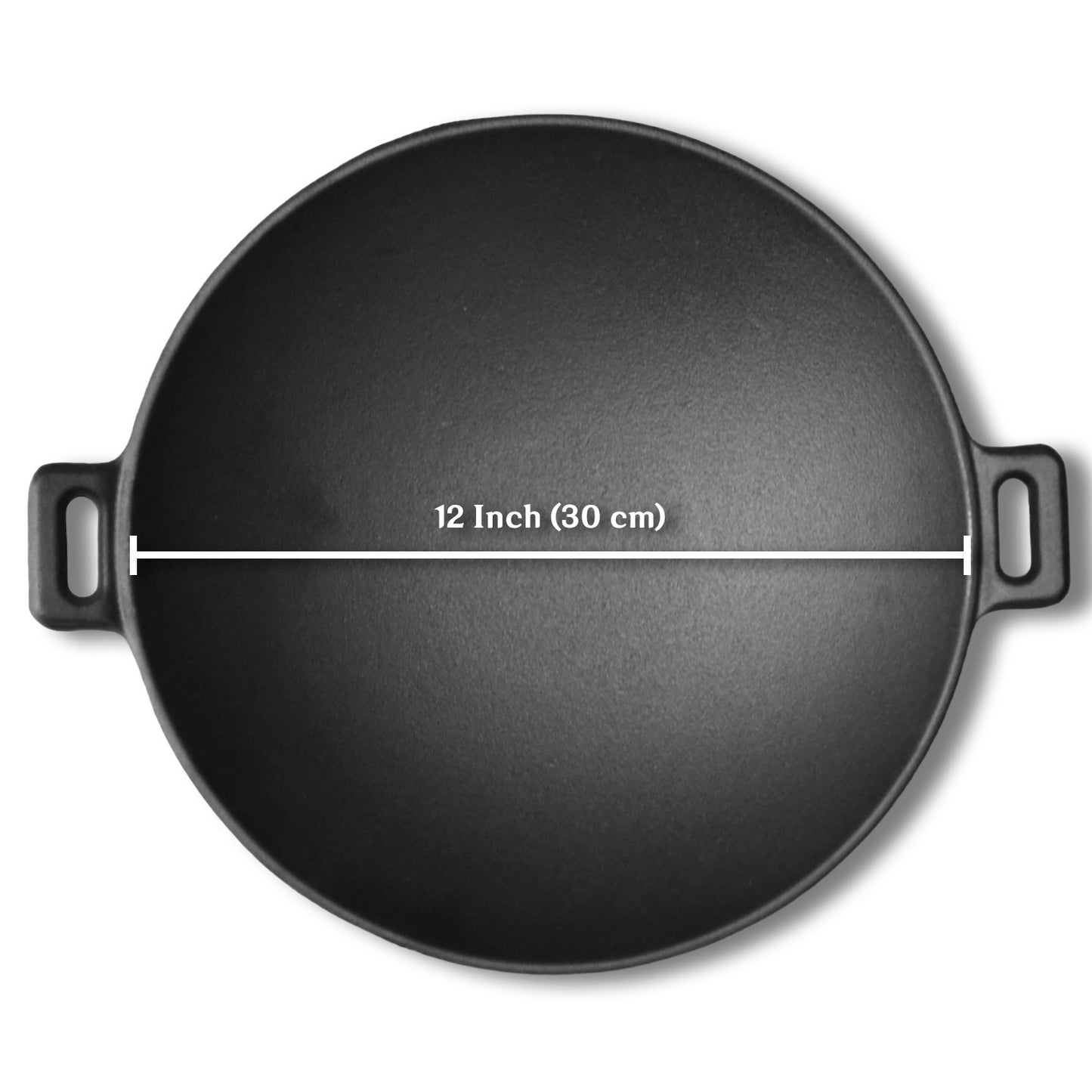 CuisiLand Pre-Seasoned Cast Iron Wok with Glass Lid (12")