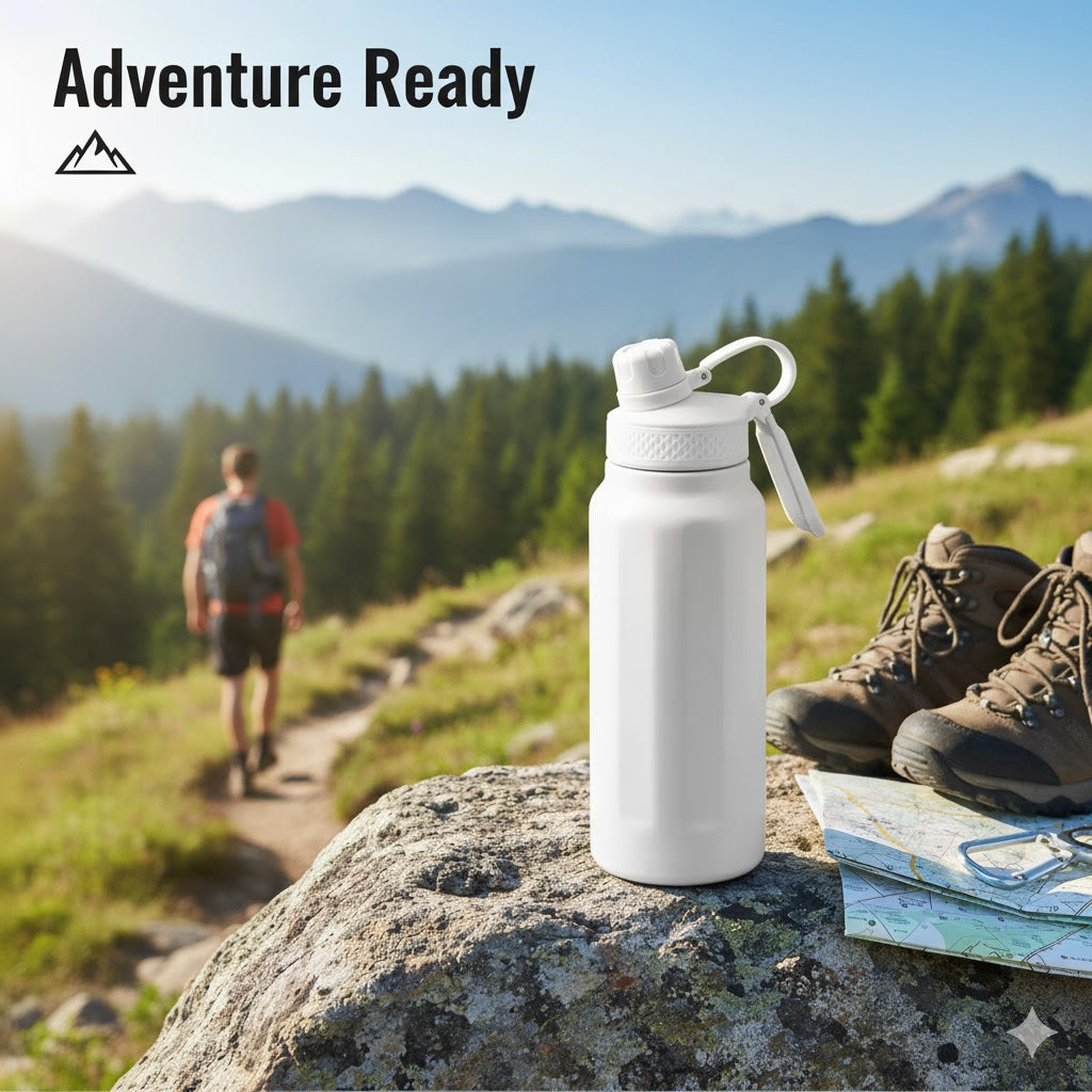 Cuisiland 25oz / 750ml Stainless Steel Sports Water Bottle with Straw and Direct Drink Lid – Vacuum Insulated Double Wall Flask, Leakproof, Portable Handle, Hot & Cold Thermos