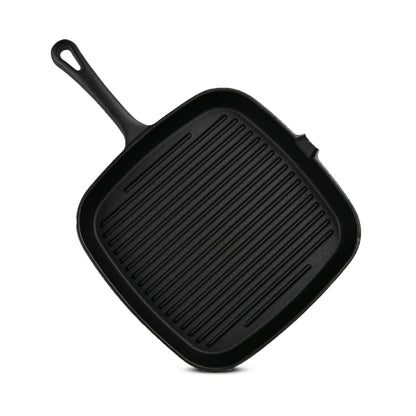 Pre-seasoned square grill pan with handle, 9.5"