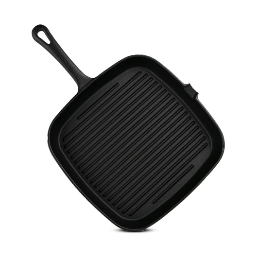 Pre-seasoned square grill pan with handle, 9.5"