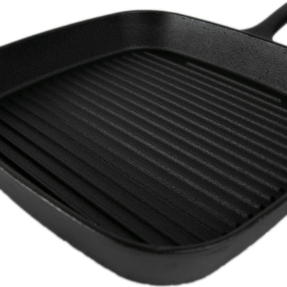 Pre-seasoned square grill pan with handle, 9.5"