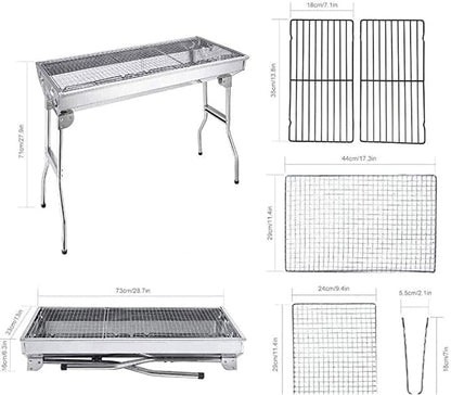 Cuisiland Portable Foldable Stainless Steel Charcoal BBQ Grill for Backyards, Parks, Patios, Campings, Outdoor Travels