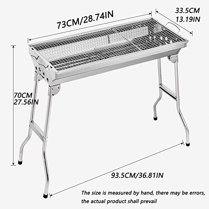 Cuisiland Portable Foldable Stainless Steel Charcoal BBQ Grill for Backyards, Parks, Patios, Campings, Outdoor Travels