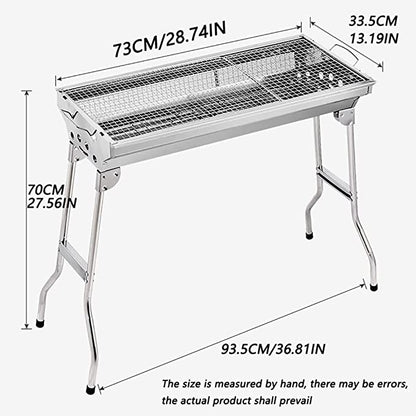 Cuisiland Portable Foldable Stainless Steel Charcoal BBQ Grill for Backyards, Parks, Patios, Campings, Outdoor Travels
